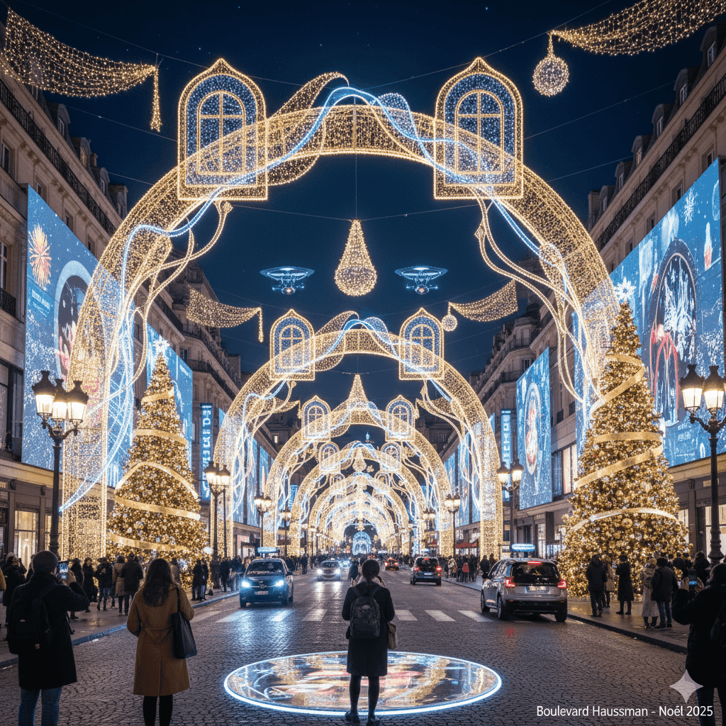 Boulevard Haussmann Christmas Lights 2025