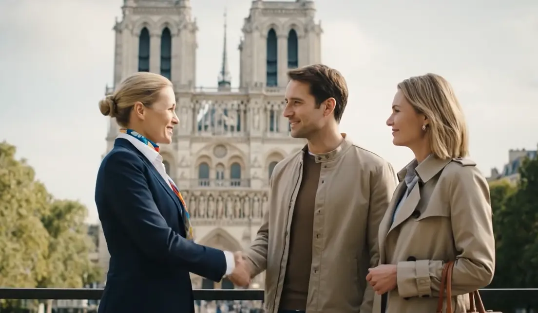 A group of tourists near Notre Dame